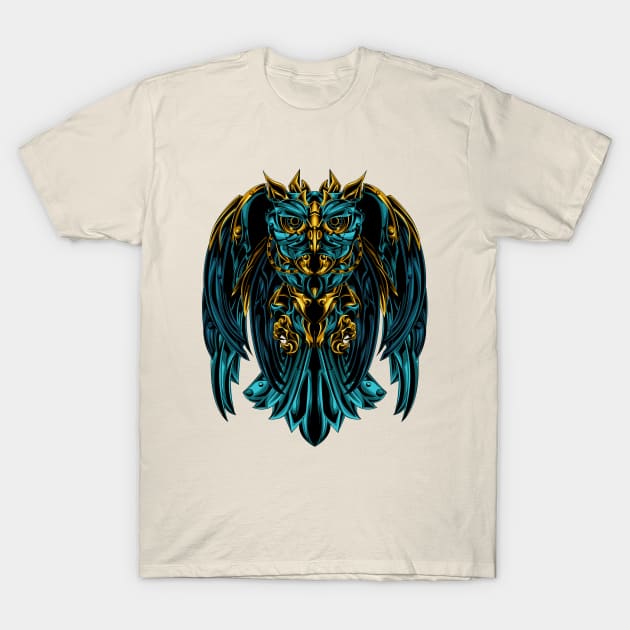 Owl robotic artwork T-Shirt by Mako Design 